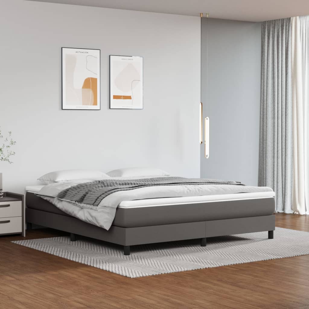 Boxspring met matras kunstleer grijs 160x200 cm is nu te koop bij PeponiXL, paradijselijk wonen!