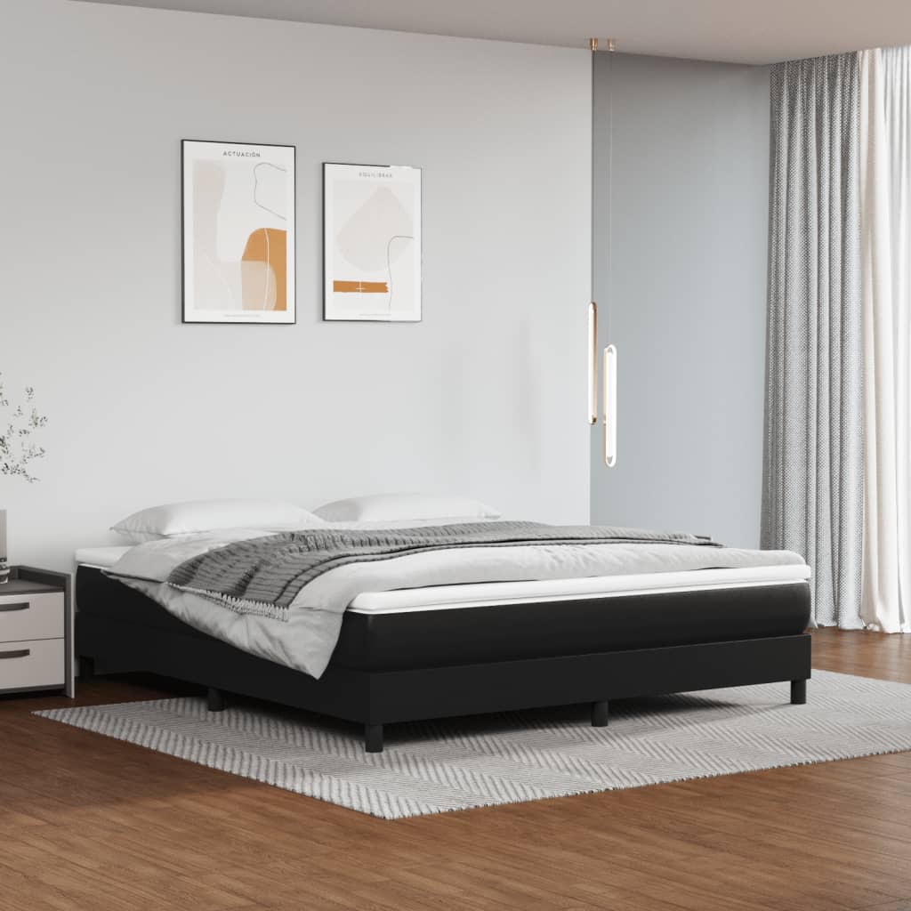 Boxspring met matras kunstleer zwart 180x200 cm is nu te koop bij PeponiXL, paradijselijk wonen!