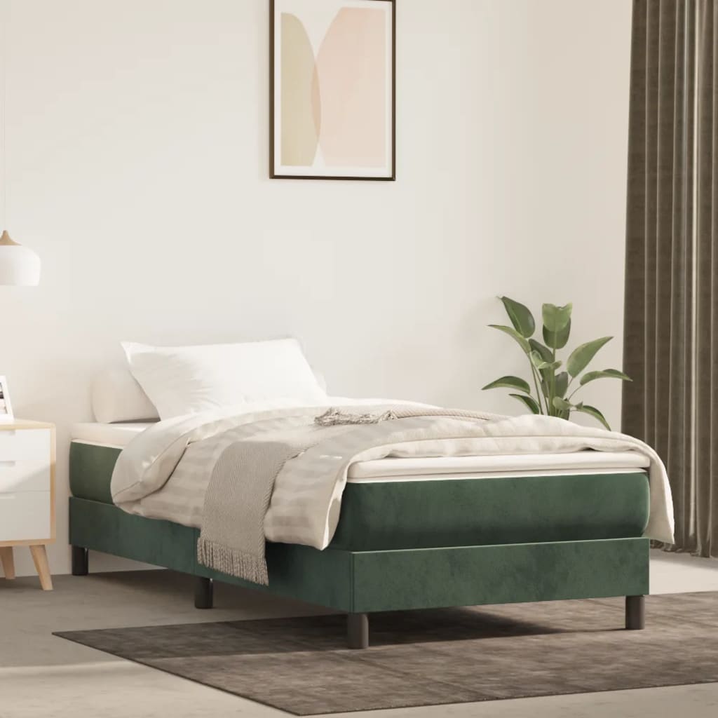 Boxspring met matras fluweel donkergroen 80x200 cm is nu te koop bij PeponiXL, paradijselijk wonen!
