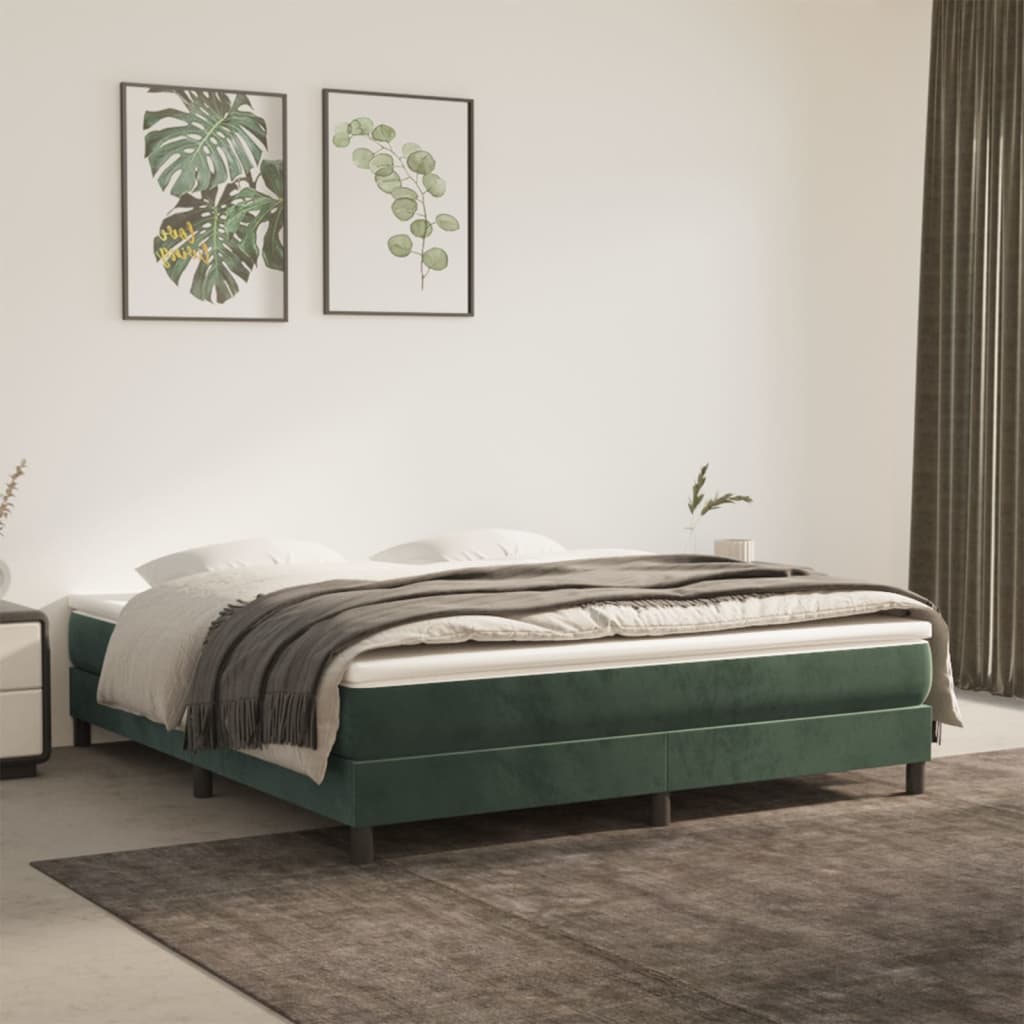 Boxspring met matras fluweel donkergroen 160x200 cm is nu te koop bij PeponiXL, paradijselijk wonen!