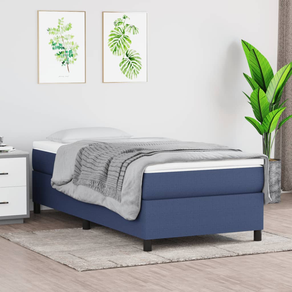 Boxspring met matras stof blauw 90x200 cm is nu te koop bij PeponiXL, paradijselijk wonen!