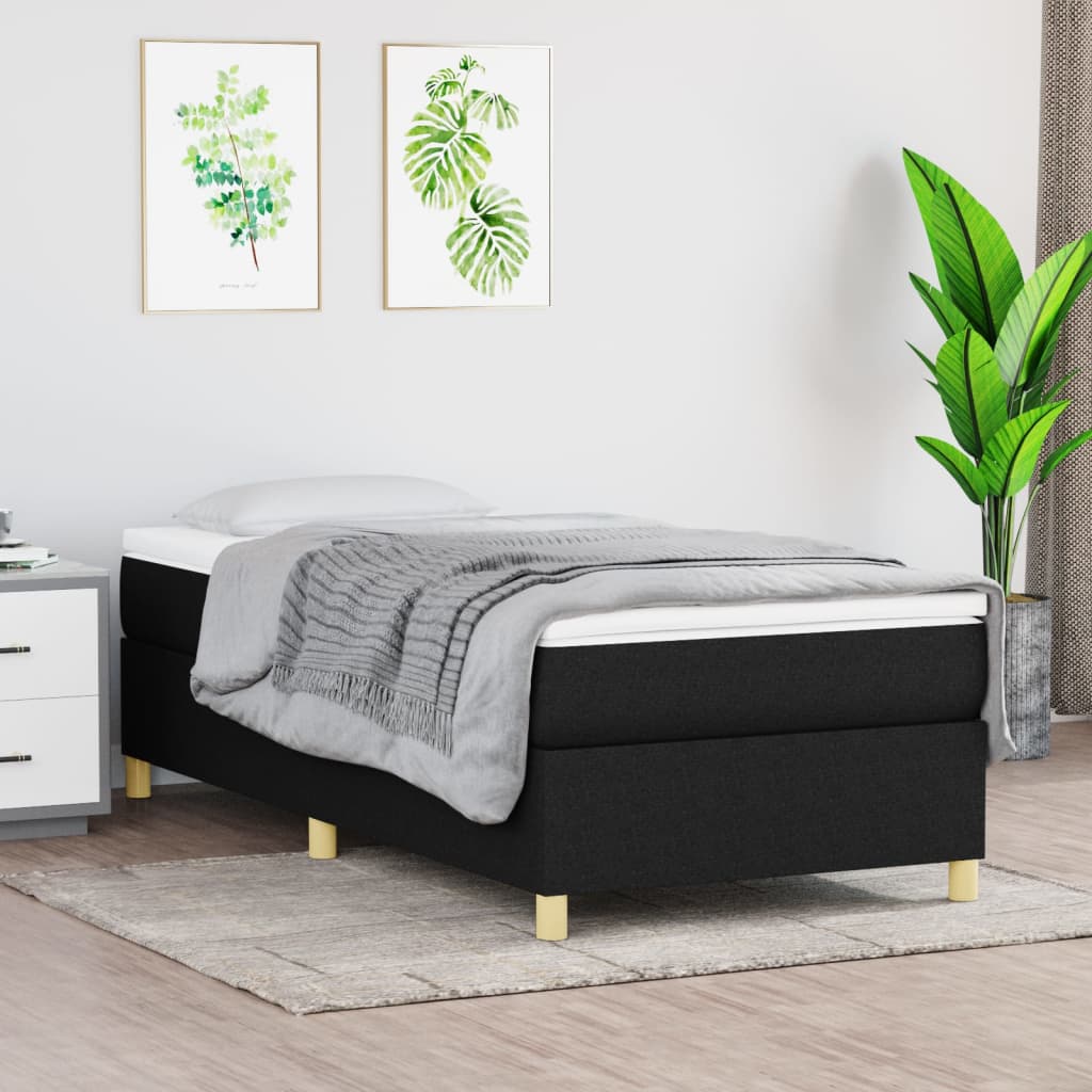 Boxspring met matras stof zwart 100x200 cm is nu te koop bij PeponiXL, paradijselijk wonen!