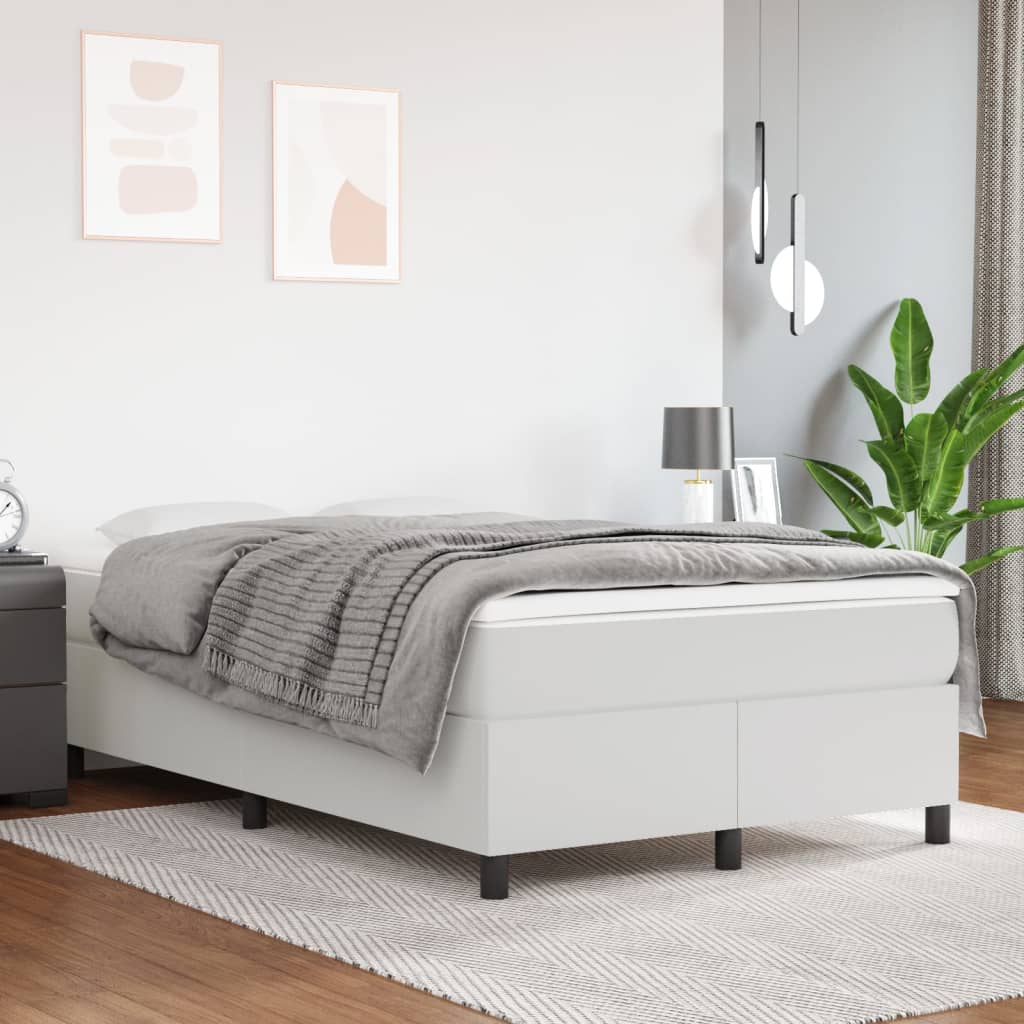 Boxspring met matras kunstleer wit 120x200 cm is nu te koop bij PeponiXL, paradijselijk wonen!