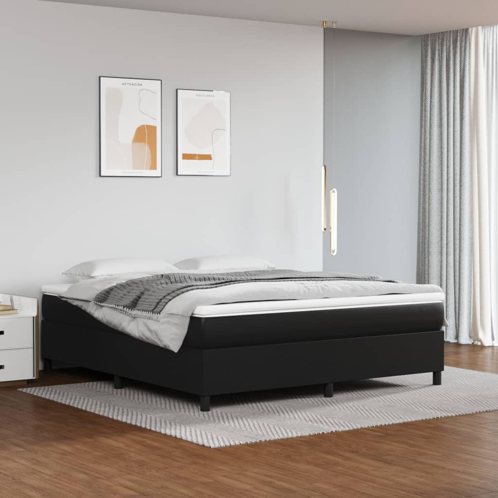 Boxspring met matras kunstleer zwart 160x200 cm is nu te koop bij PeponiXL, paradijselijk wonen!