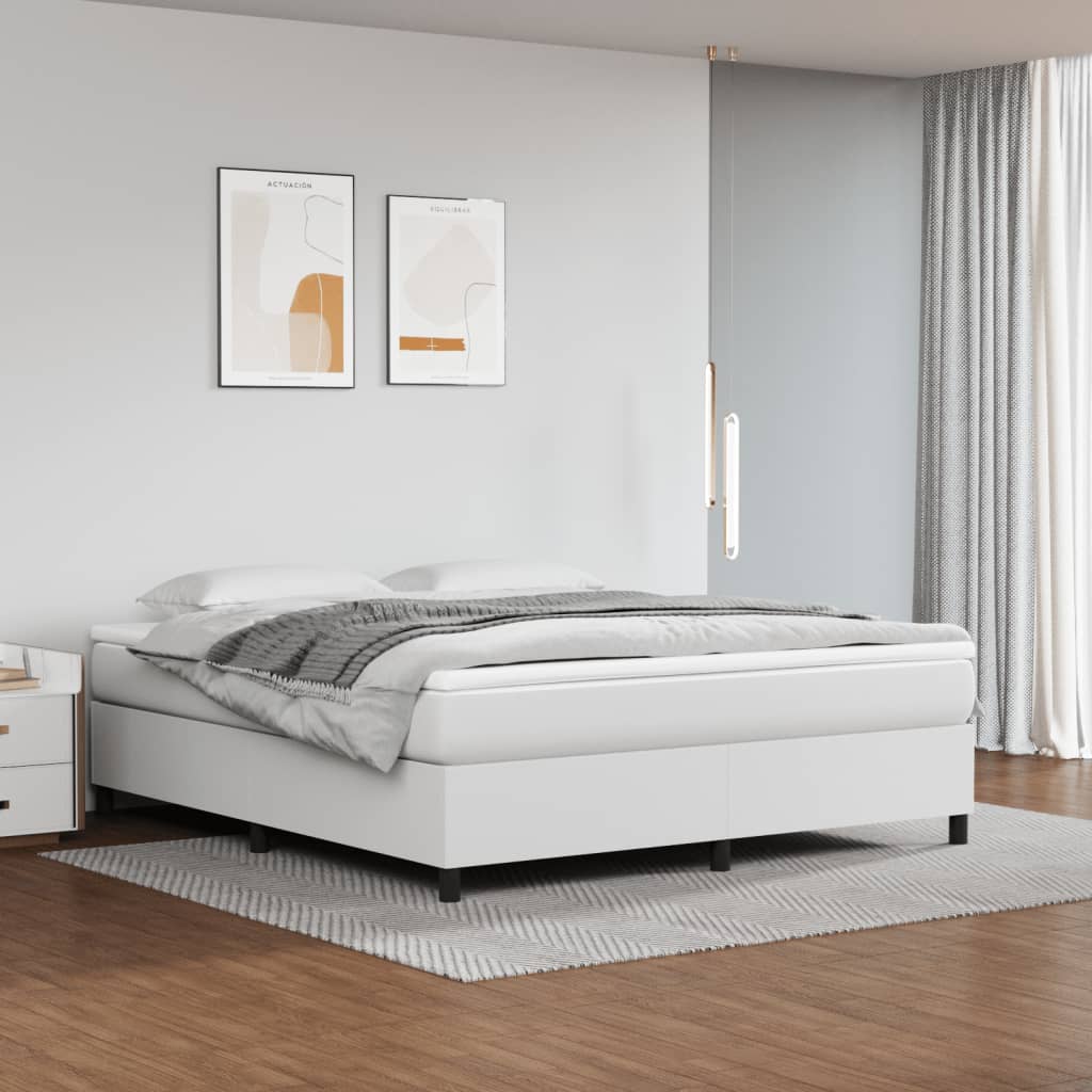 Boxspring met matras kunstleer wit 180x200 cm is nu te koop bij PeponiXL, paradijselijk wonen!