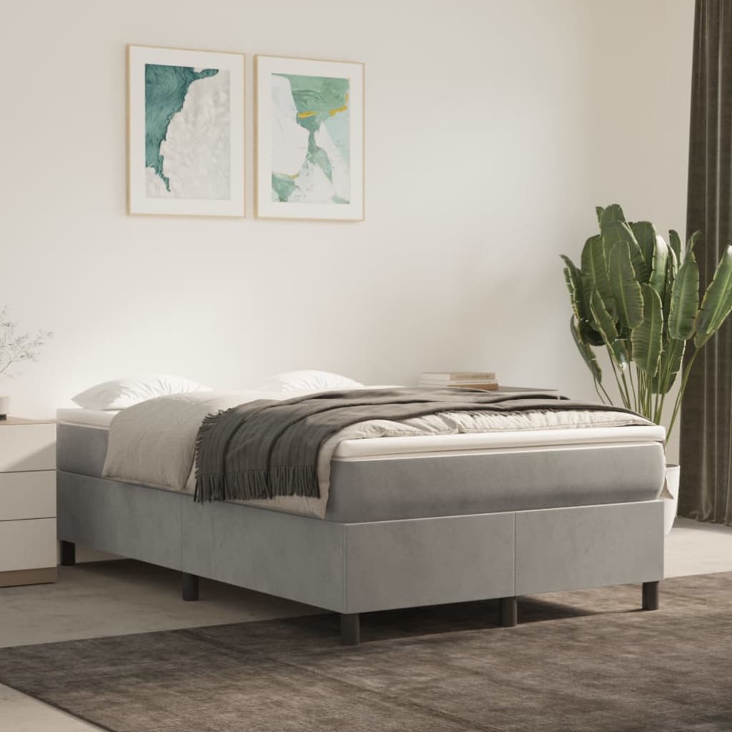 Boxspring met matras fluweel lichtgrijs 120x200 cm is nu te koop bij PeponiXL, paradijselijk wonen!