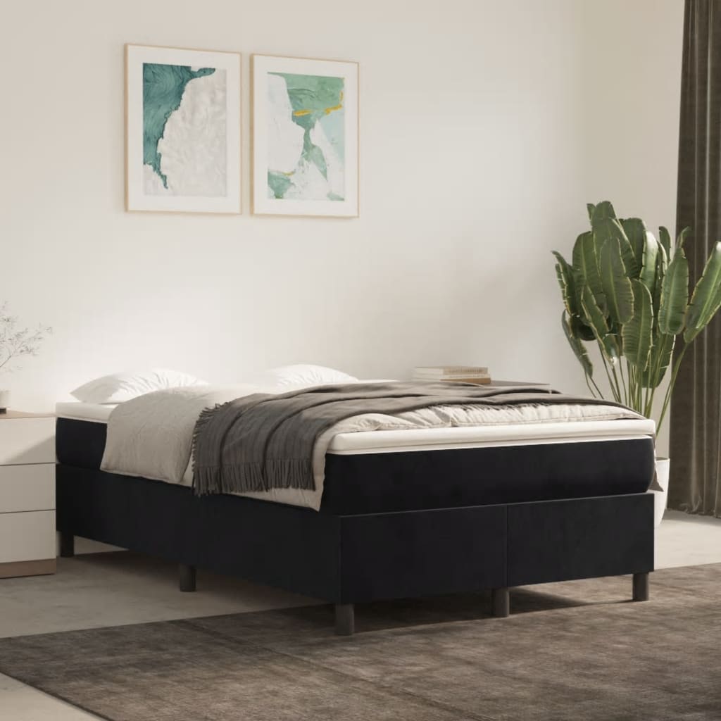 Boxspring met matras fluweel zwart 120x200 cm is nu te koop bij PeponiXL, paradijselijk wonen!