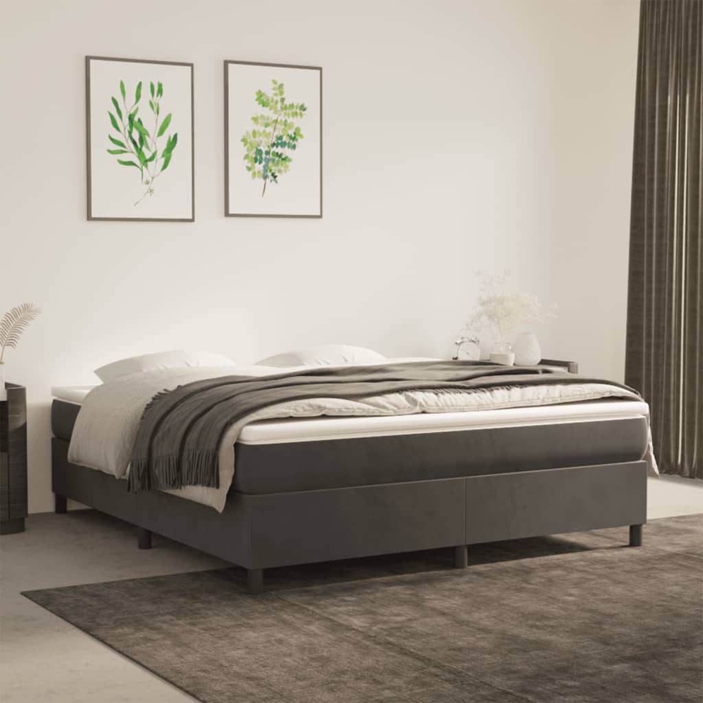 Boxspring met matras fluweel donkergrijs 180x200 cm is nu te koop bij PeponiXL, paradijselijk wonen!