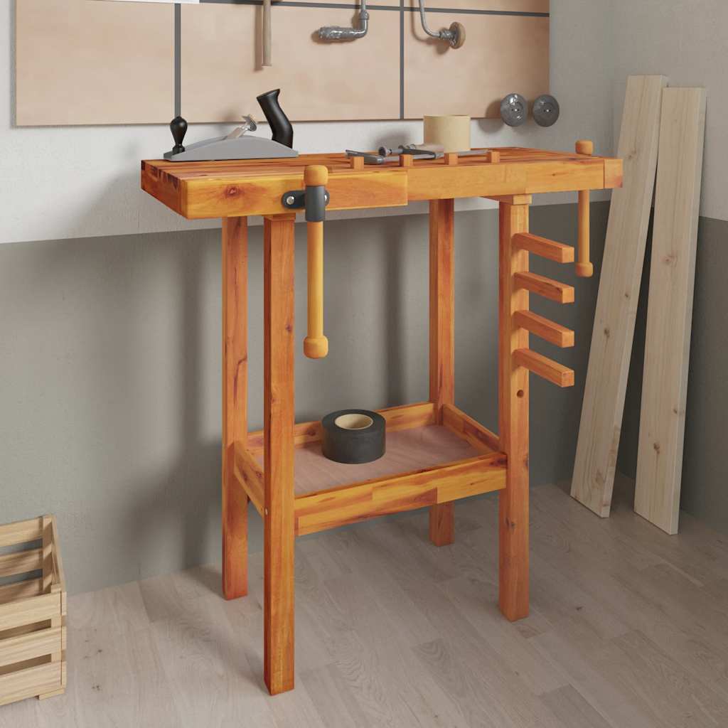Werkbank met bankschroeven 92x48x83 cm massief acaciahout is nu te koop bij PeponiXL, paradijselijk wonen!