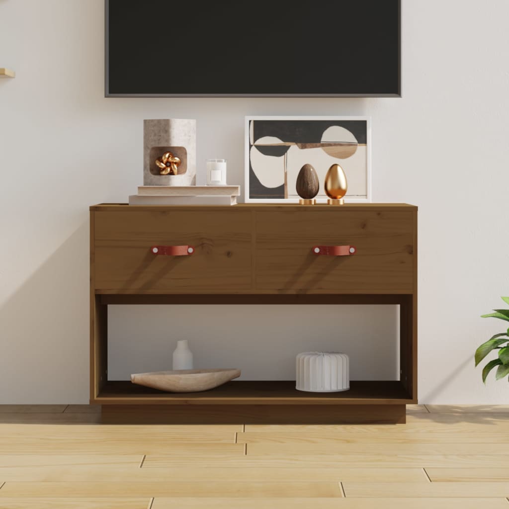 Tv-meubel 90x40x60 cm massief grenenhout honingbruin is nu te koop bij PeponiXL, paradijselijk wonen!
