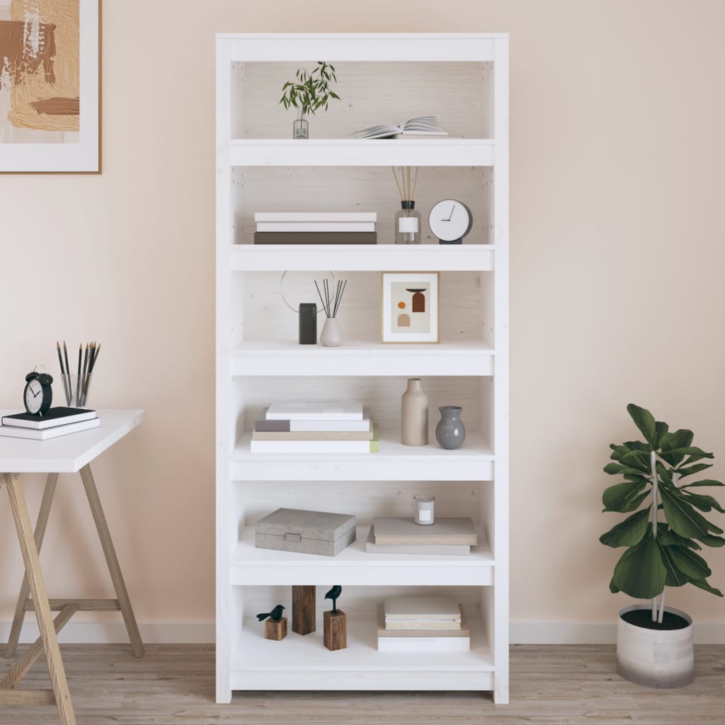 Boekenkast 80x35x183 cm massief grenenhout wit is nu te koop bij PeponiXL, paradijselijk wonen!