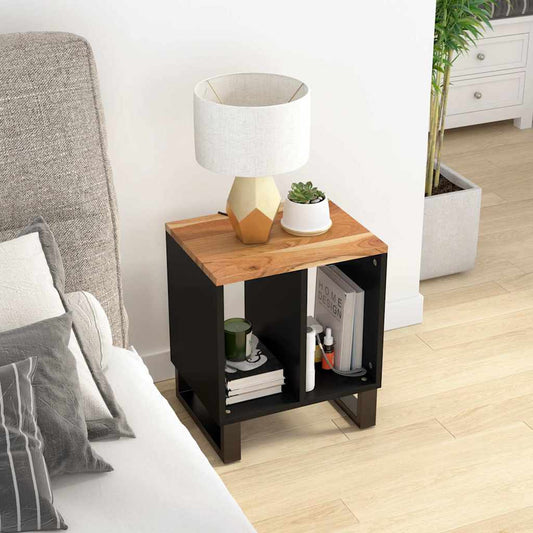 vidaXL Bijzettafel 40x31x46 cm massief acaciahout en bewerkt hout