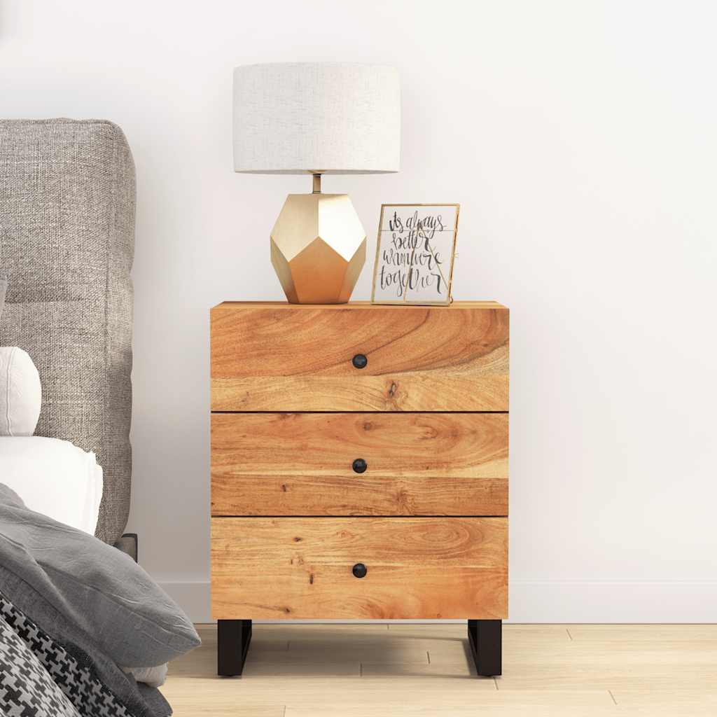 Nachtkastje 50x33x62 cm massief acaciahout en bewerkt hout is nu te koop bij PeponiXL, paradijselijk wonen!