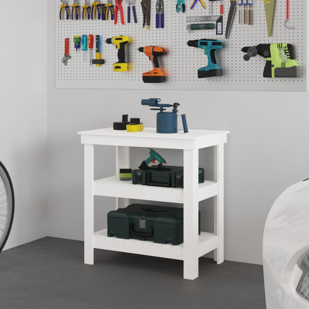Werkbank 78,5x50x80 cm massief grenenhout wit is nu te koop bij PeponiXL, paradijselijk wonen!