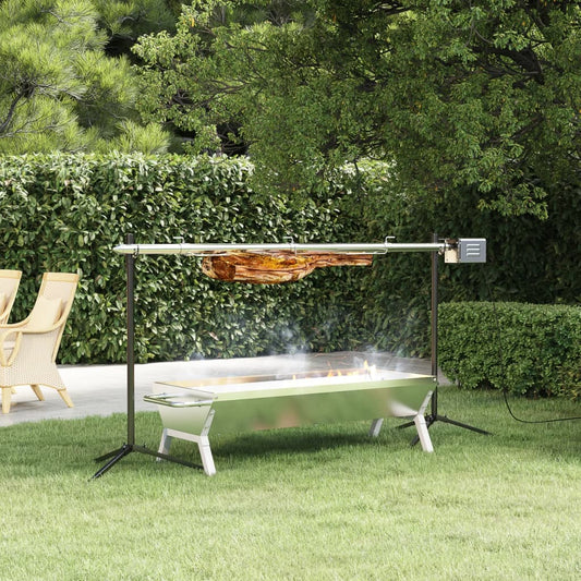 Automatische barbecue met motor 150x46,5x82,5 cm roestvrijstaal is nu te koop bij PeponiXL, paradijselijk wonen!