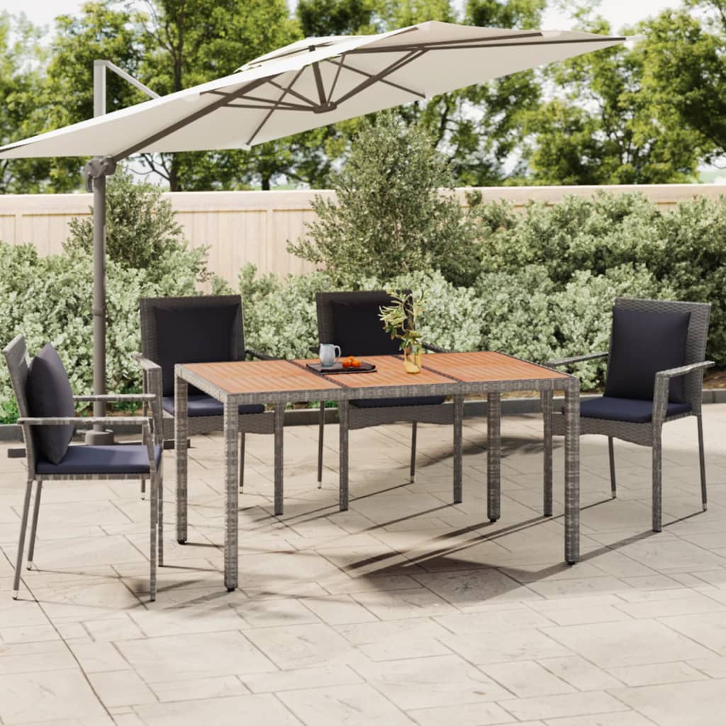 Tuintafel met houten blad poly ratten en acaciahout grijs is nu te koop bij PeponiXL, paradijselijk wonen!