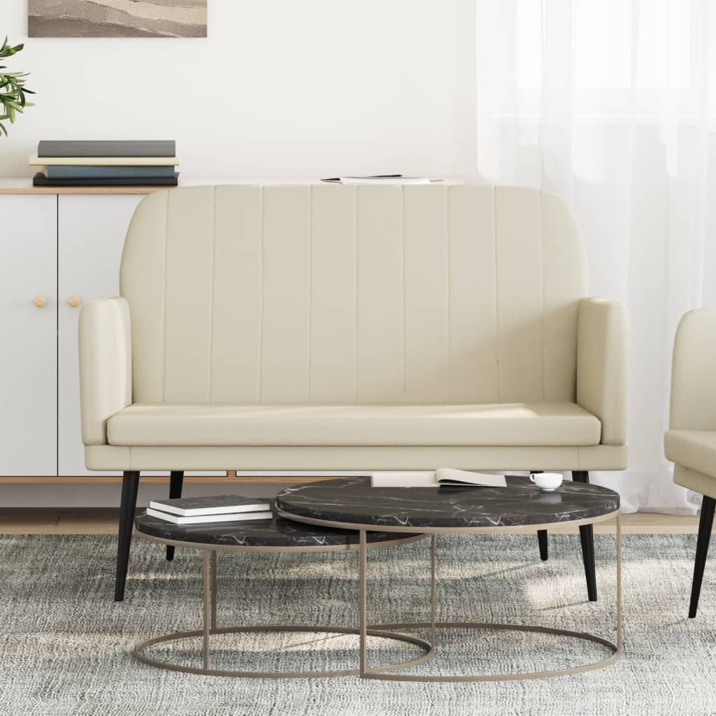 Bankje 107x80x81 cm kunstleer crèmekleurig is nu te koop bij PeponiXL, paradijselijk wonen!
