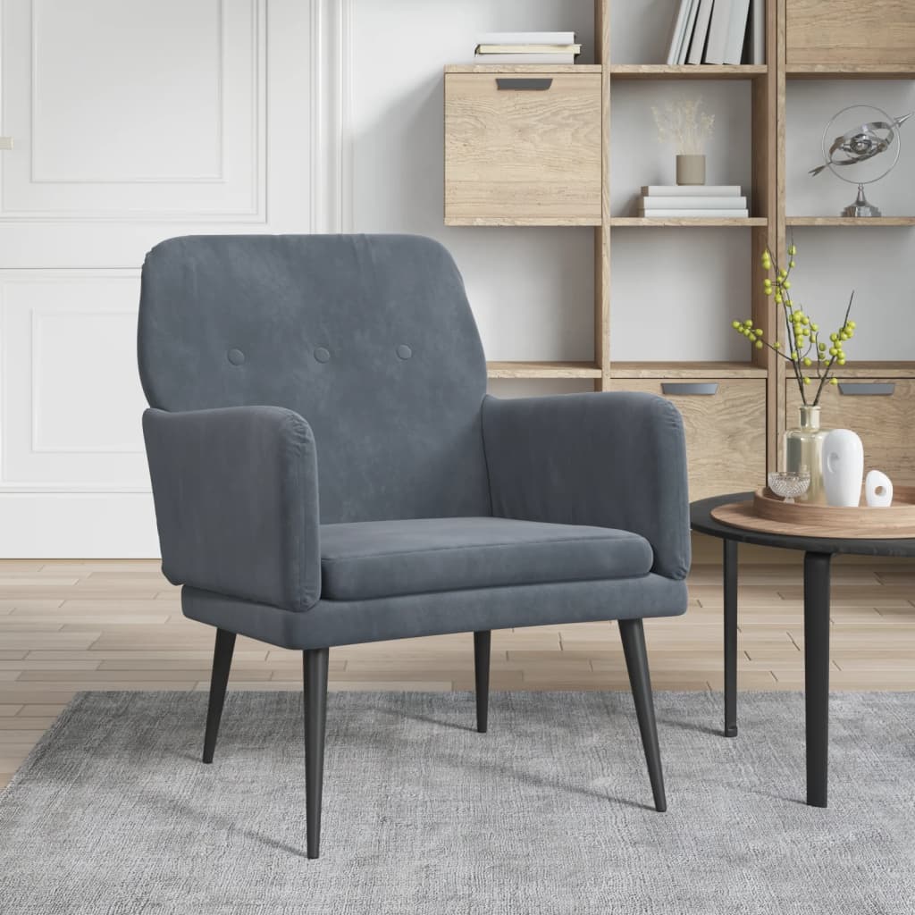 Fauteuil 62x79x79 cm fluweel donkergrijs is nu te koop bij PeponiXL, paradijselijk wonen!