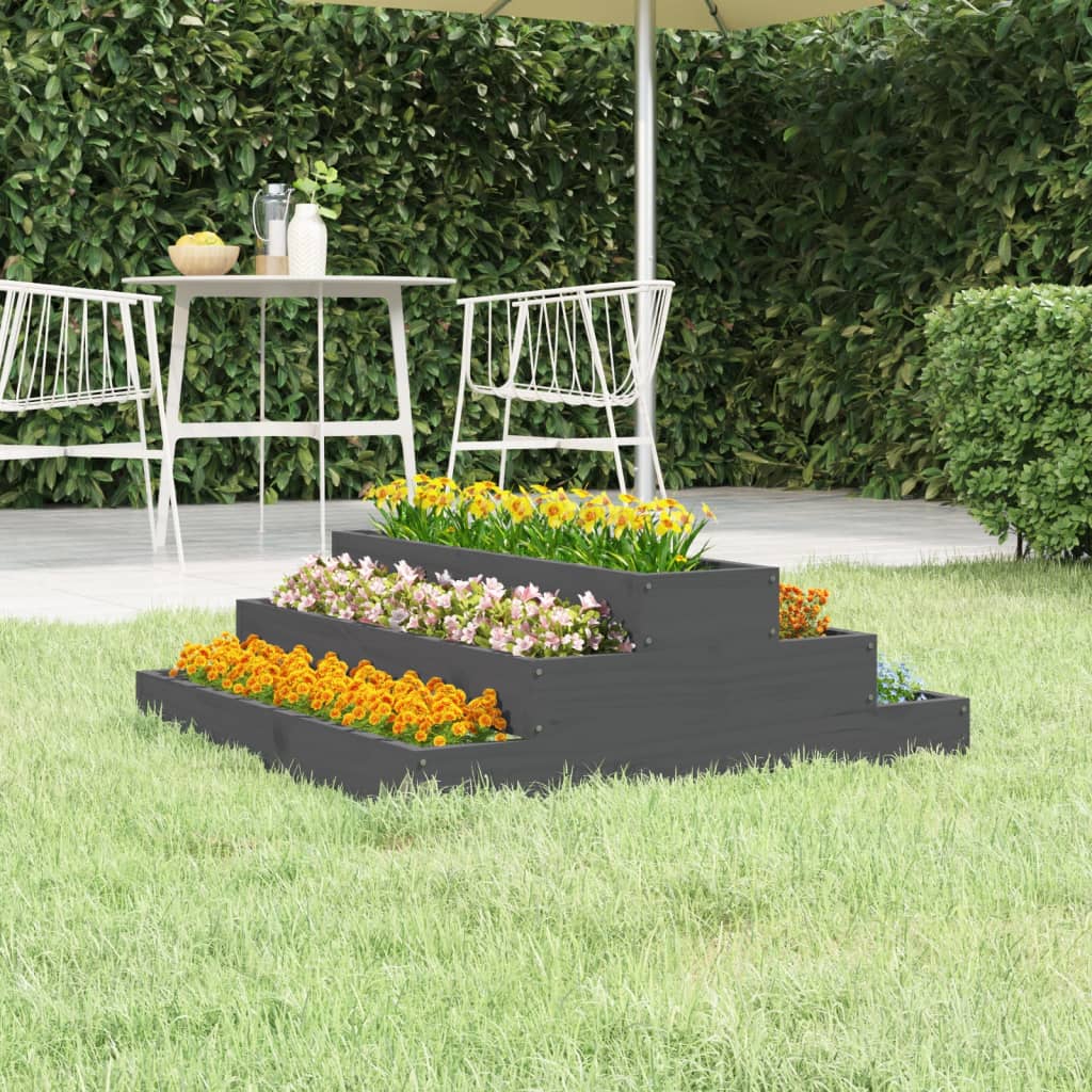 Plantenbak 80x80x27 cm massief grenenhout grijs is nu te koop bij PeponiXL, paradijselijk wonen!