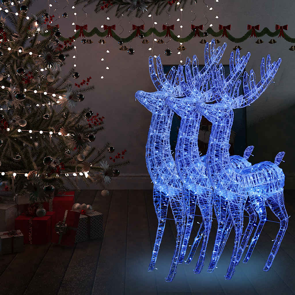Kerstdecoratie rendier XXL 3 st 250 LED's blauw 180 cm acryl is nu te koop bij PeponiXL, paradijselijk wonen!