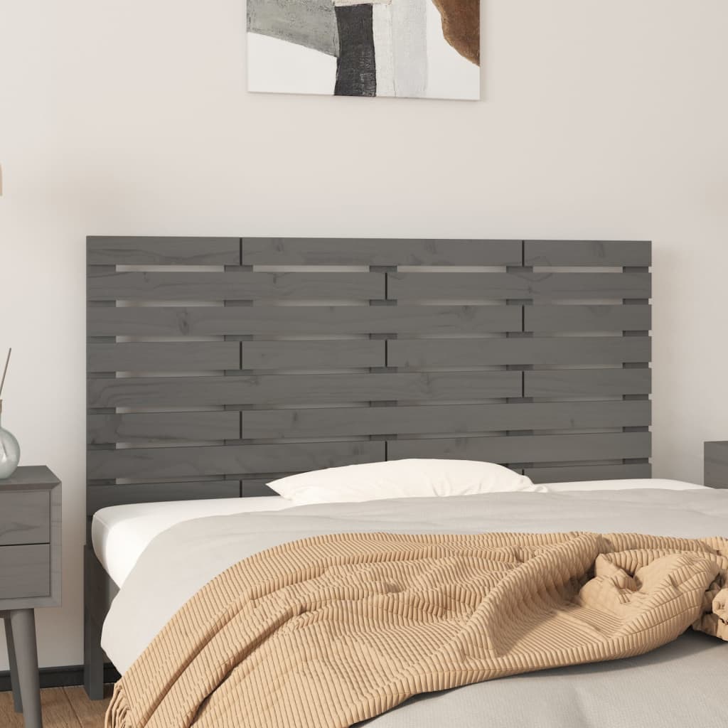 Hoofdbord wandmontage 156x3x63 cm massief grenenhout grijs is nu te koop bij PeponiXL, paradijselijk wonen!