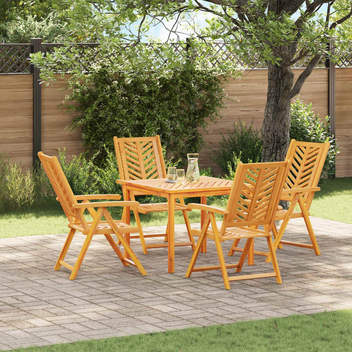 Tuinstoel 4 pcs Bruin 57 x 72 x 109 cm Massief Acaciahout is nu te koop bij PeponiXL, paradijselijk wonen!