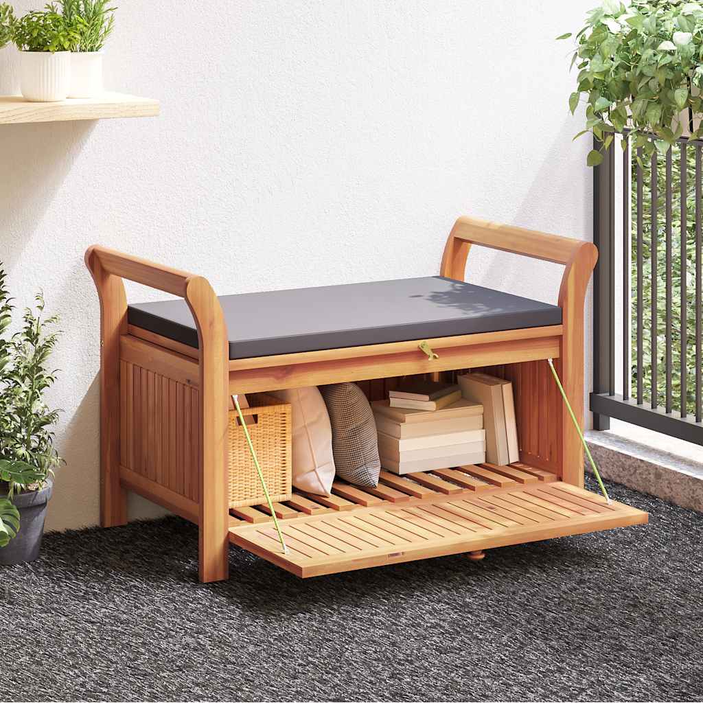 Tuinopbergbank met kussen 91 cm massief acaciahout is nu te koop bij PeponiXL, paradijselijk wonen!