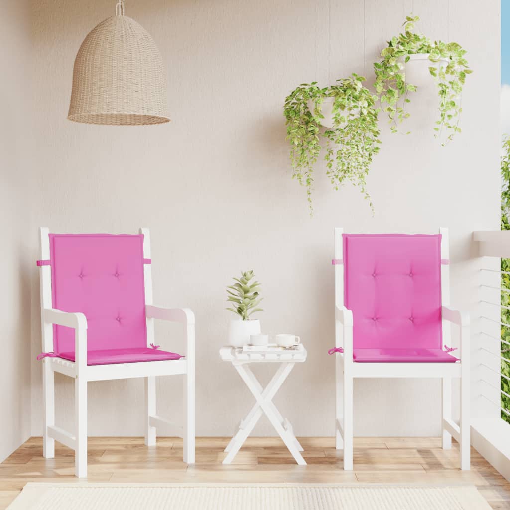 Stoelkussens 2 st lage rug stof roze is nu te koop bij PeponiXL, paradijselijk wonen!