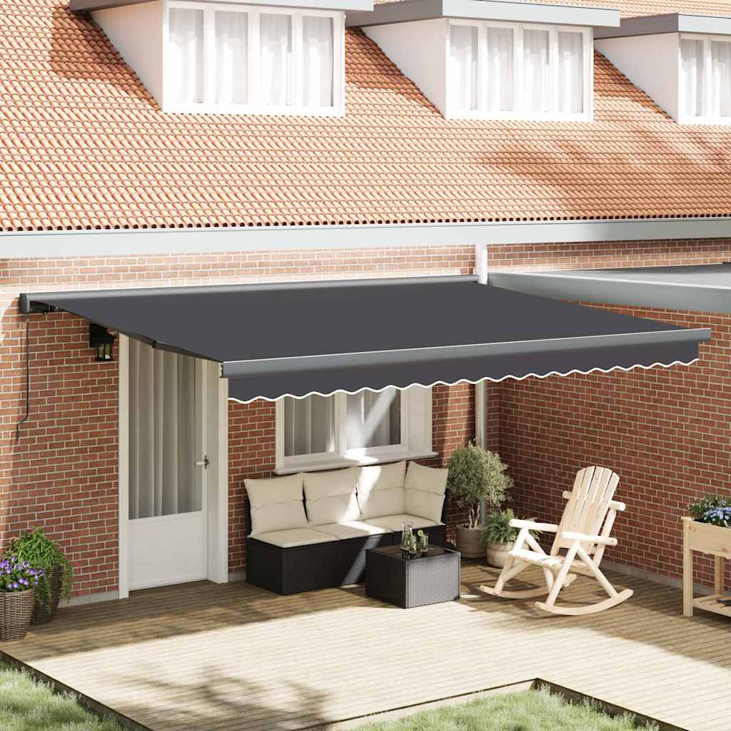Luifel uittrekbaar 4x3 m stof en aluminium antracietkleurig is nu te koop bij PeponiXL, paradijselijk wonen!