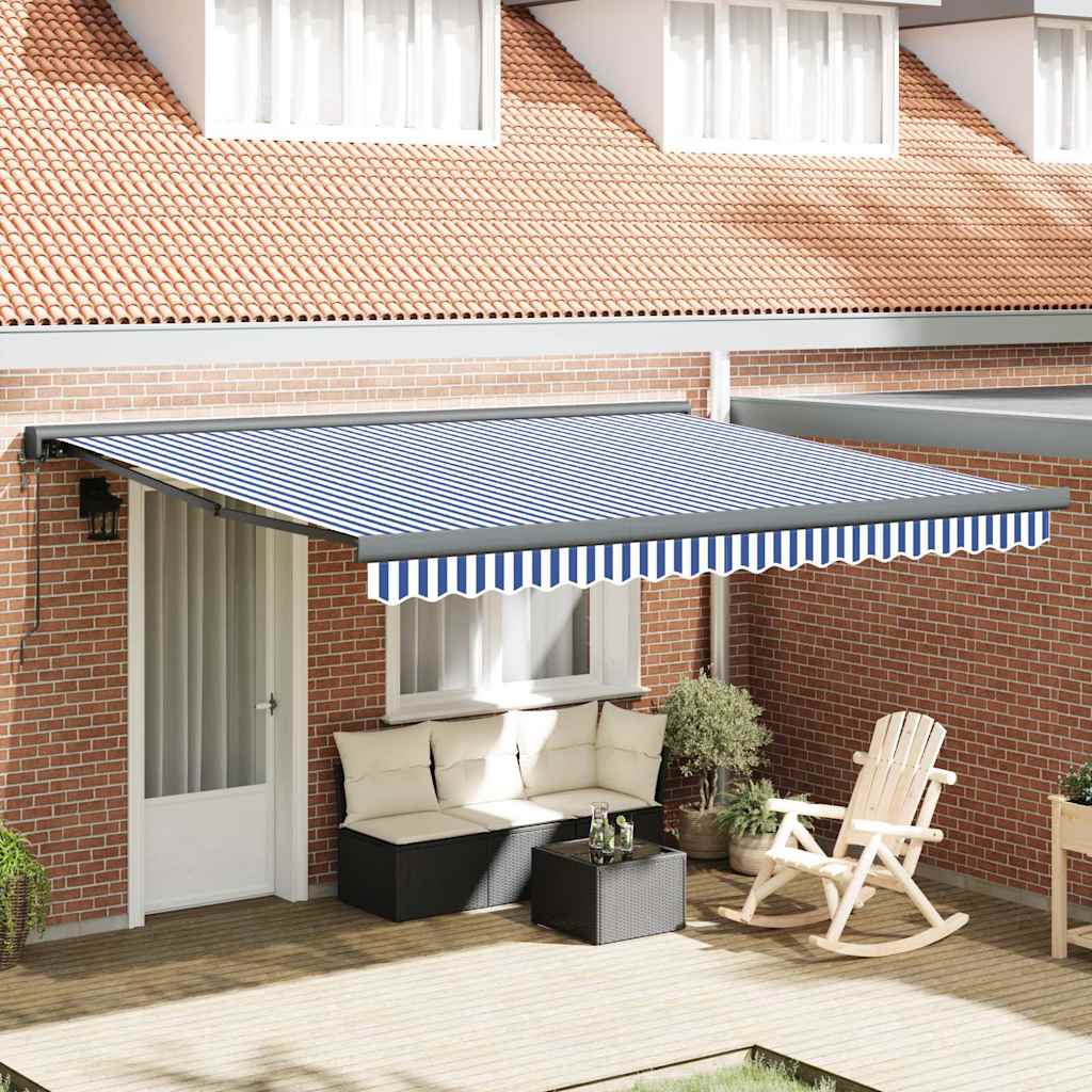 Luifel uittrekbaar 3,5x2,5 m stof en aluminium blauw en wit is nu te koop bij PeponiXL, paradijselijk wonen!