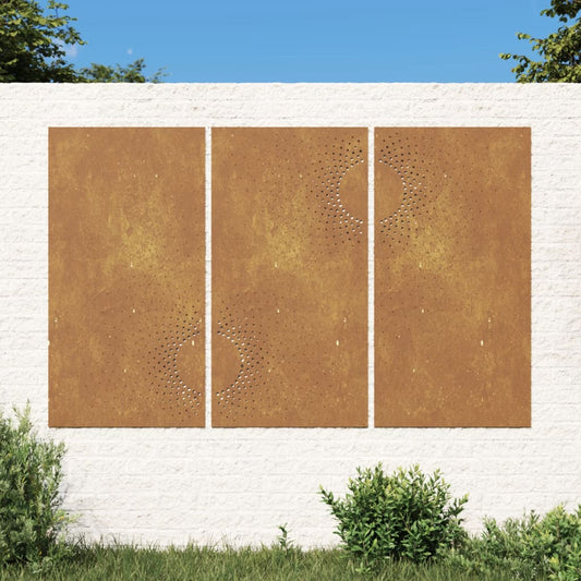 Wanddecoratie tuin 3 st zonontwerp 105x55 cm cortenstaal is nu te koop bij PeponiXL, paradijselijk wonen!