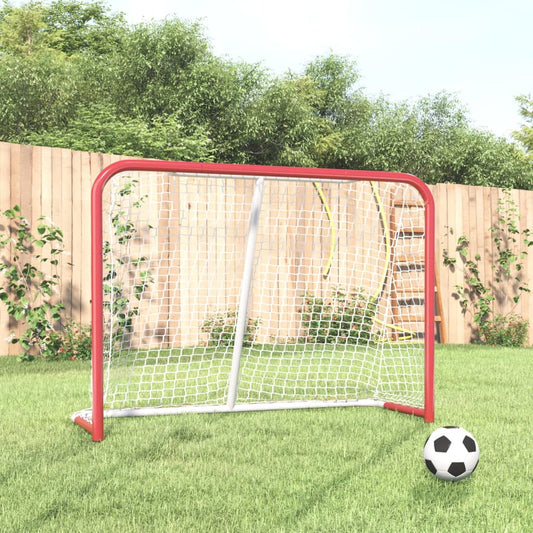 Hockeydoel met net 153x60x118 cm staal en polyester rood en wit is nu te koop bij PeponiXL, paradijselijk wonen!