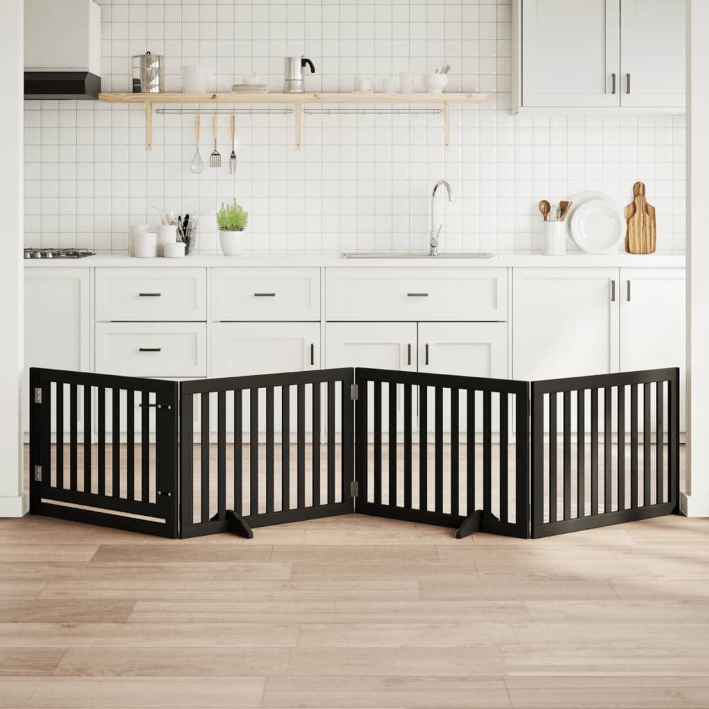 Hondenhek inklapbaar 4 panelen 320 cm populierenhout zwart is nu te koop bij PeponiXL, paradijselijk wonen!