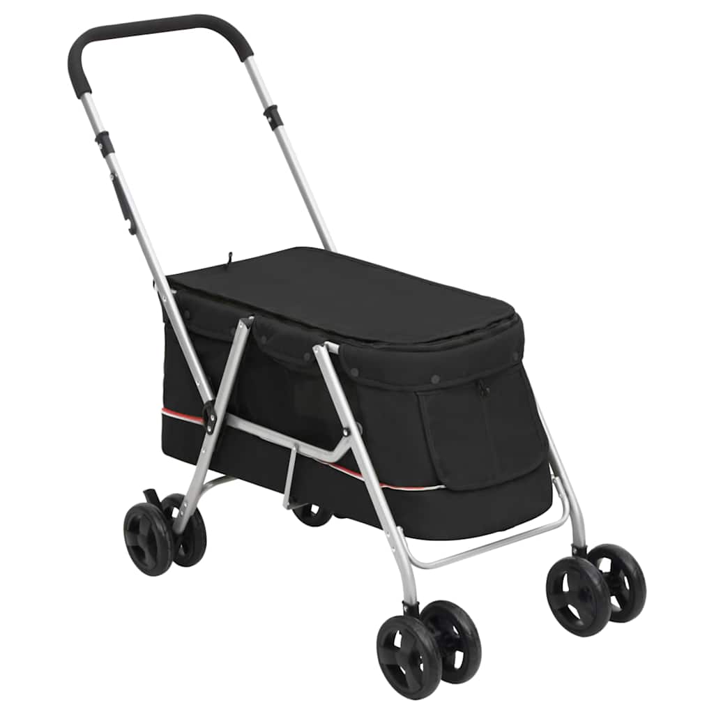 Hondenwagen inklapbaar 100x49x96 cm linnenstof zwart is nu te koop bij PeponiXL, paradijselijk wonen!