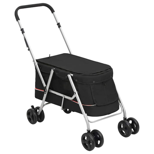 Hondenwagen inklapbaar 100x49x96 cm linnenstof zwart is nu te koop bij PeponiXL, paradijselijk wonen!