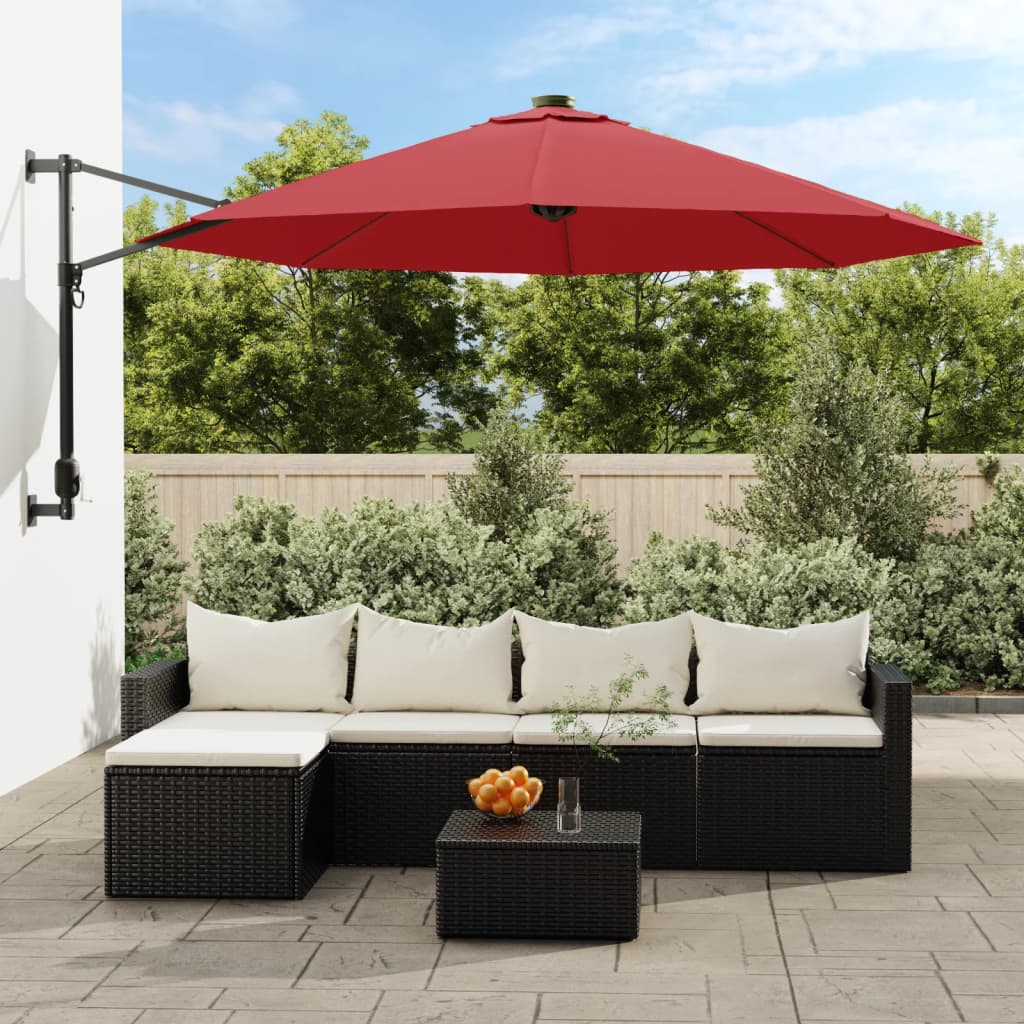 Wandparasol 290 cm felrood is nu te koop bij PeponiXL, paradijselijk wonen!
