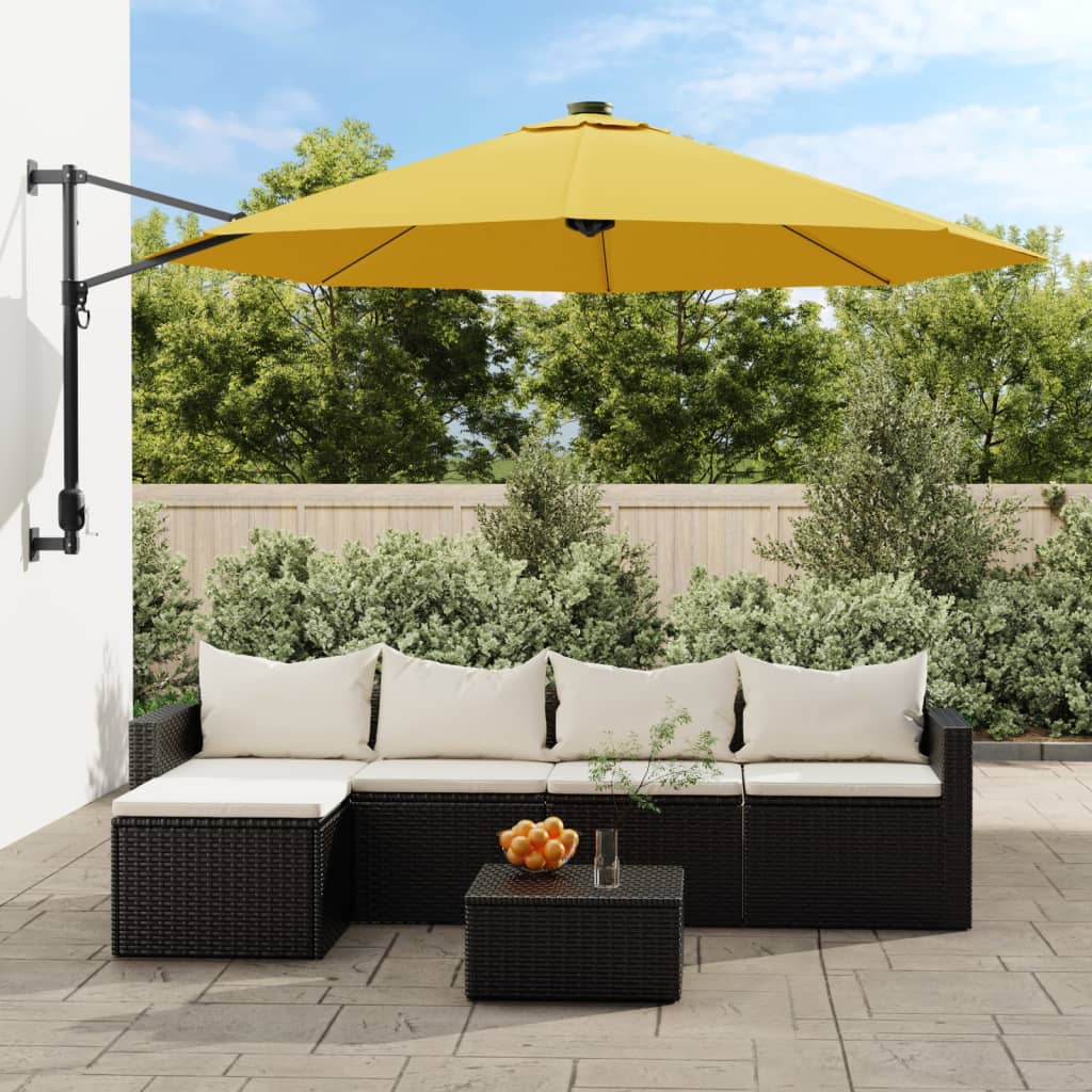 Wandparasol met LEDs 290 cm geel is nu te koop bij PeponiXL, paradijselijk wonen!