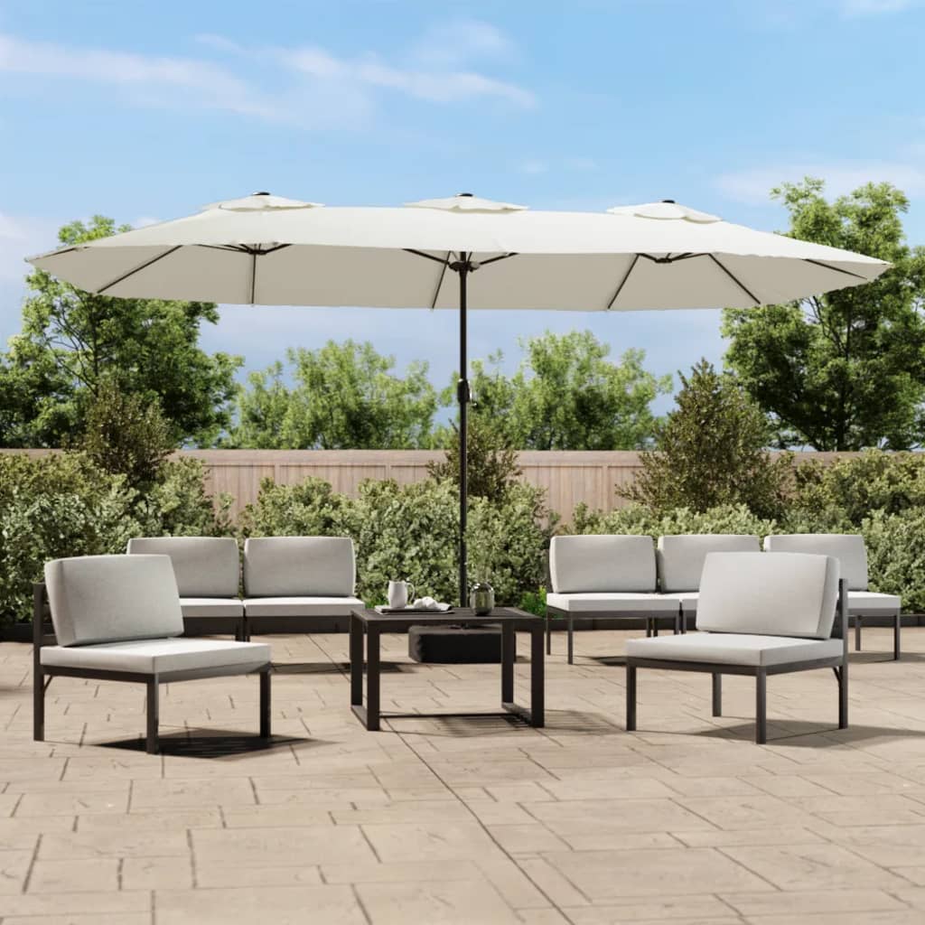 Parasol dubbel 449x265 cm zandwit is nu te koop bij PeponiXL, paradijselijk wonen!