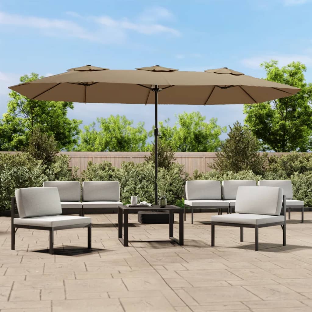 Parasol dubbel 449x265 cm taupe is nu te koop bij PeponiXL, paradijselijk wonen!