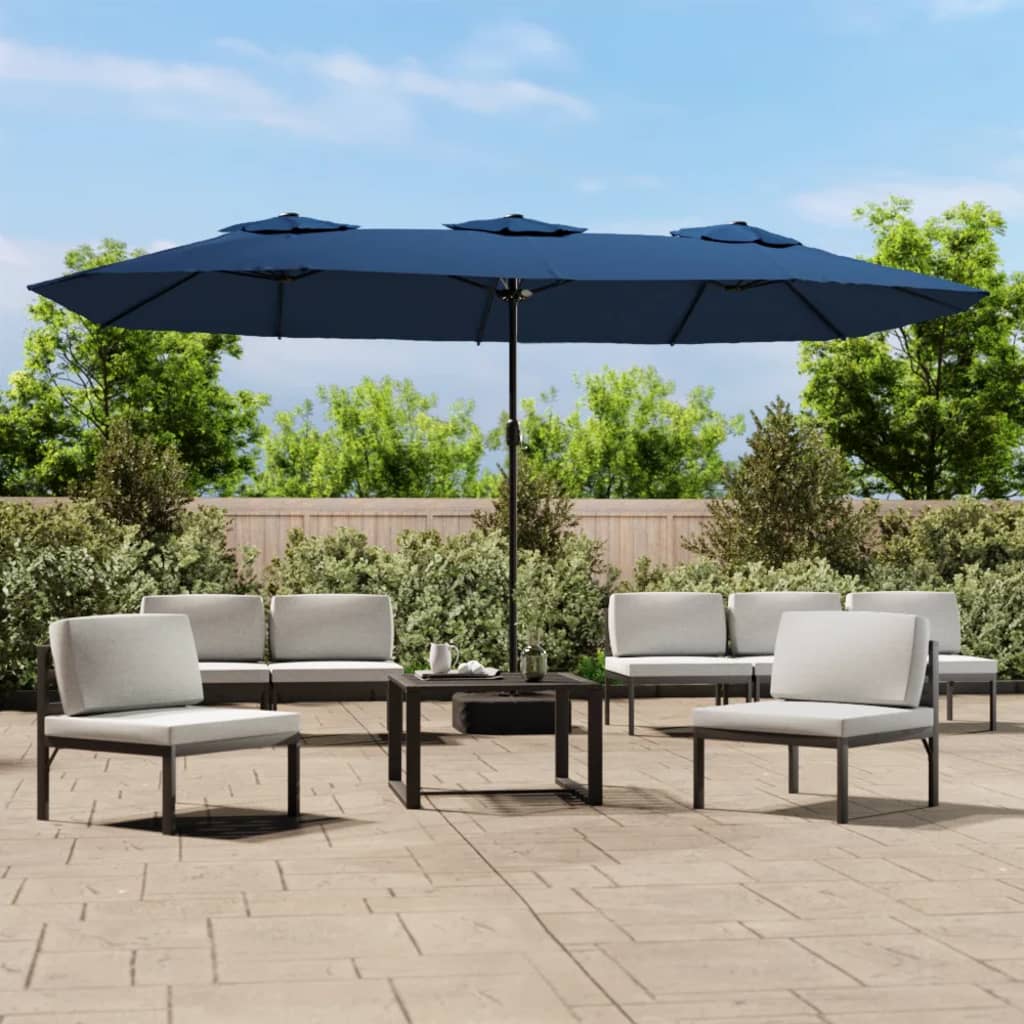 Parasol dubbel dak 449x265 cm azuurblauw is nu te koop bij PeponiXL, paradijselijk wonen!