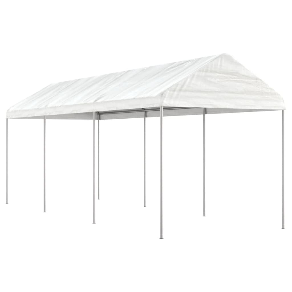 Prieel met dak 6,69x2,28x2,69 m polyetheen wit is nu te koop bij PeponiXL, paradijselijk wonen!