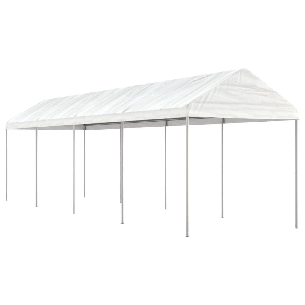 Prieel met dak 8,92x2,28x2,69 m polyetheen wit is nu te koop bij PeponiXL, paradijselijk wonen!
