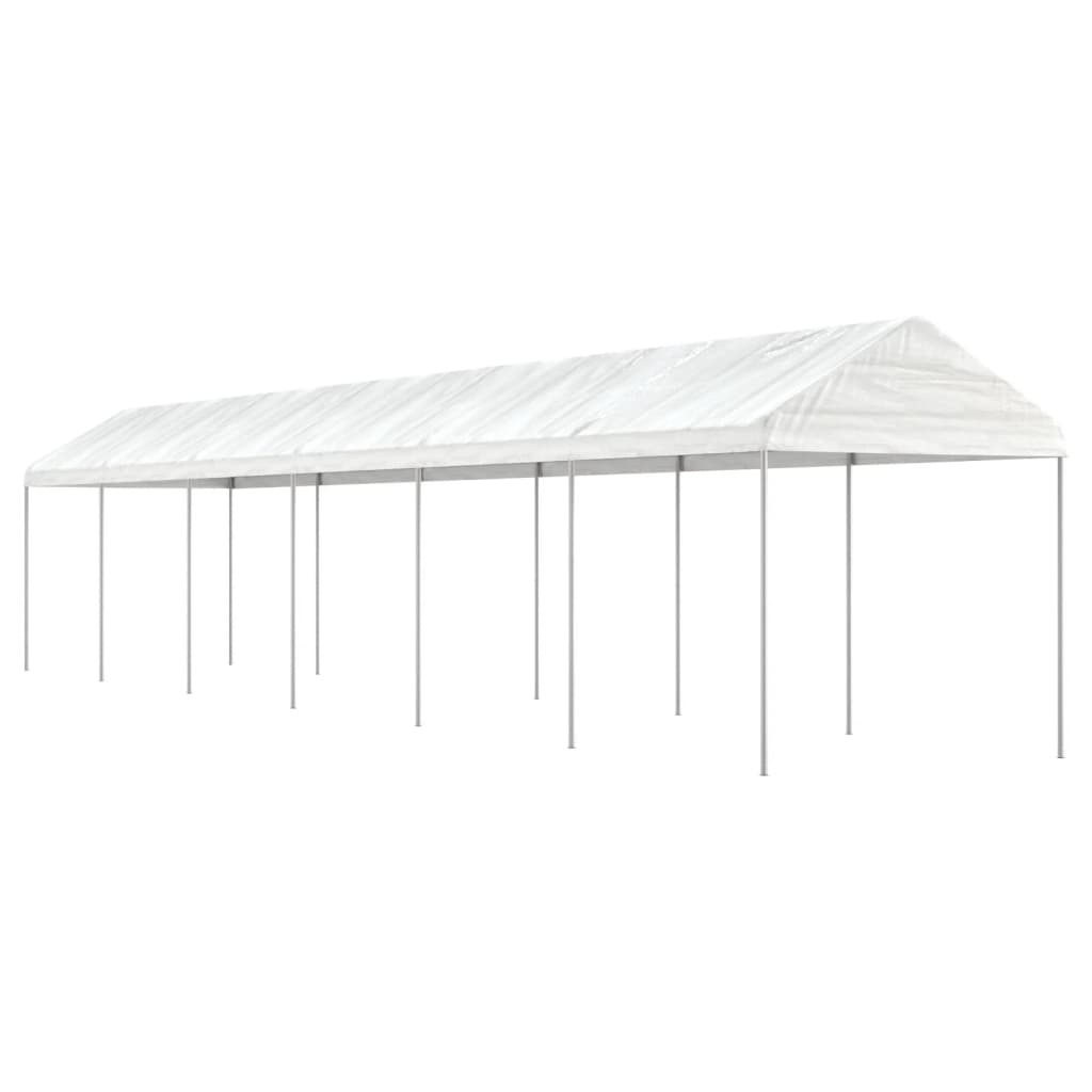 Prieel met dak 13,38x2,28x2,69 m polyetheen wit is nu te koop bij PeponiXL, paradijselijk wonen!