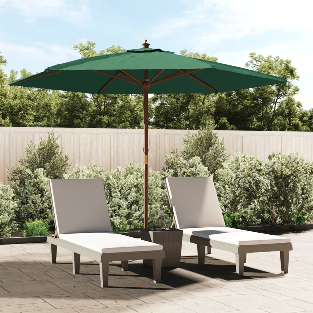 Parasol met houten paal 299x240 cm groen is nu te koop bij PeponiXL, paradijselijk wonen!