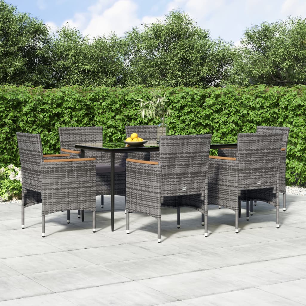 7-delige Tuinset met kussens grijs en zwart is nu te koop bij PeponiXL, paradijselijk wonen!