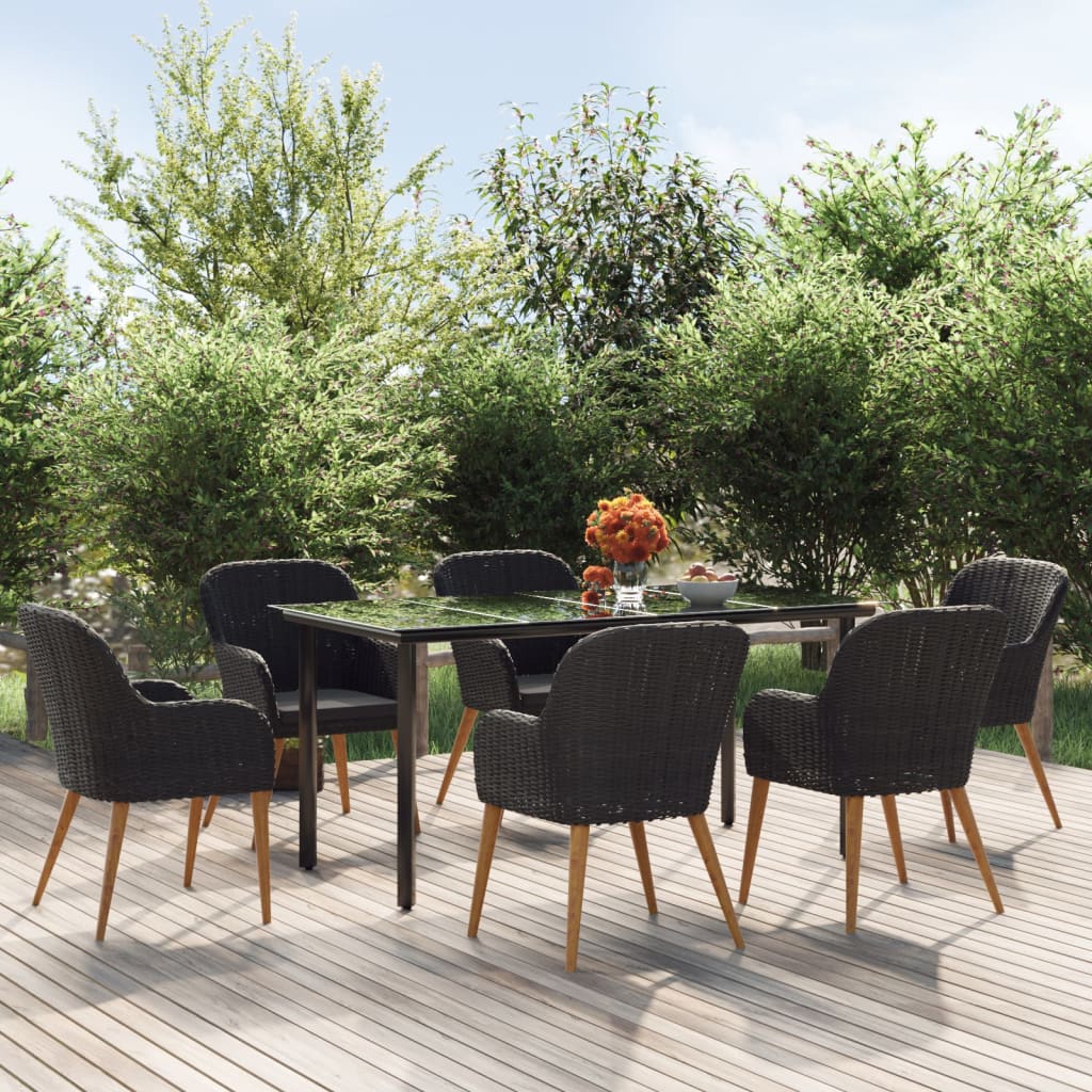 7-delige Tuinset met kussens zwart is nu te koop bij PeponiXL, paradijselijk wonen!