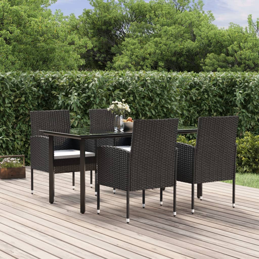 5-delige Tuinset met kussens poly rattan zwart is nu te koop bij PeponiXL, paradijselijk wonen!