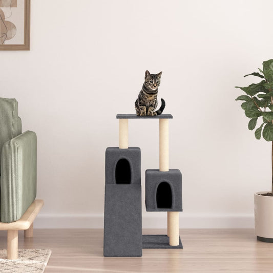 Kattenmeubel met sisal krabpalen 82 cm donkergrijs is nu te koop bij PeponiXL, paradijselijk wonen!