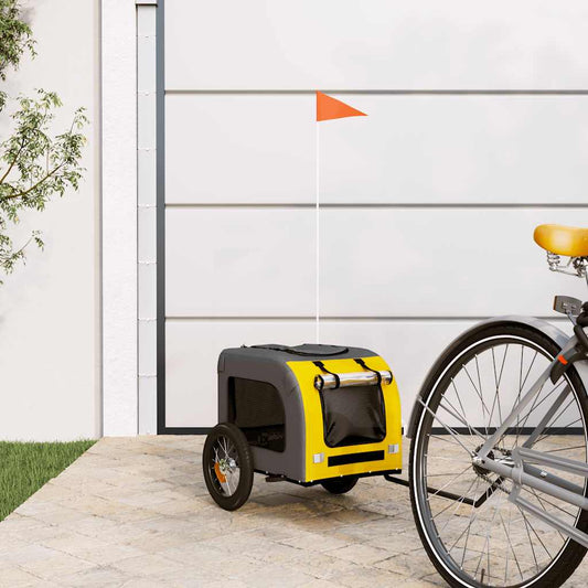 Hondenfietstrailer oxford stof en ijzer geel en grijs is nu te koop bij PeponiXL, paradijselijk wonen!