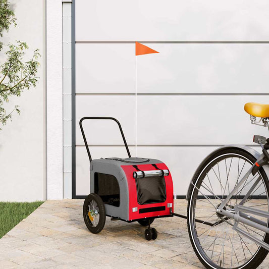 Fietskar voor huisdieren Rood en grijs 125 x 53 x 54 cm is nu te koop bij PeponiXL, paradijselijk wonen!